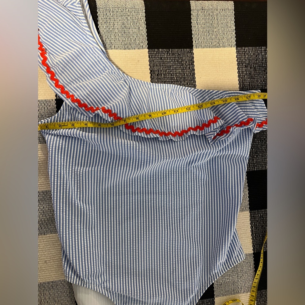 New J. Crew Blue and White Striped One-Shoulder Swimsuit! Too big for me! - Picture 8 of 11